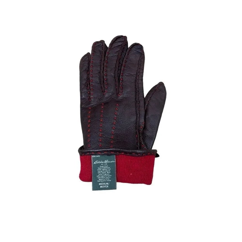 🌟Eddie Bauer🌟Women Red Brown Leather Gloves